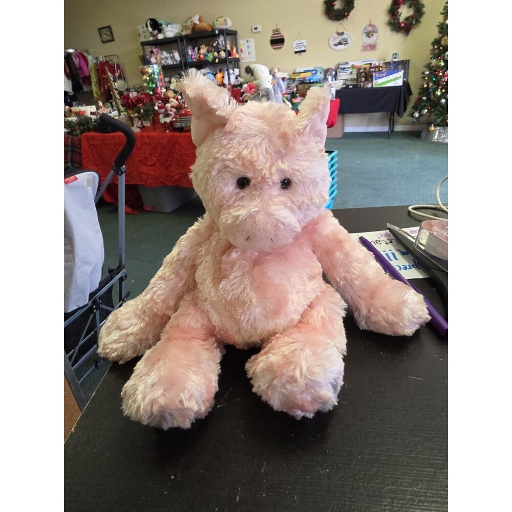 Vintage Jerry Elsner Pink Pig Plush  W Pot Belly 7" Sitting